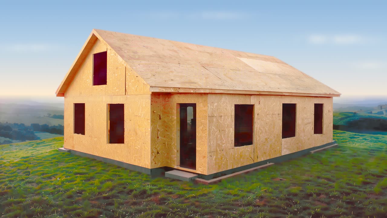 House closed in with sheathing