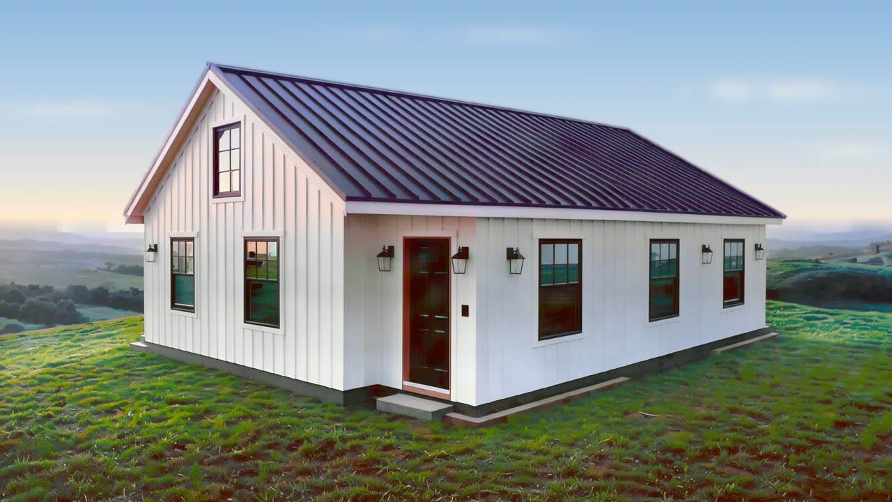 House with white siding and a metal roof